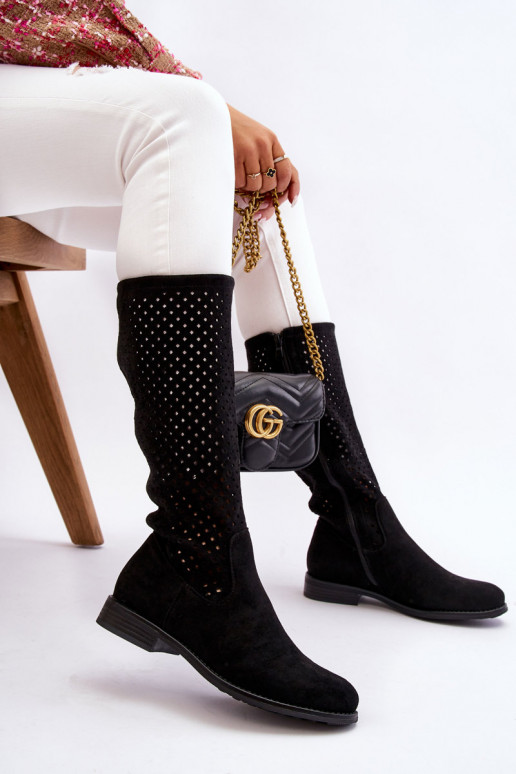 Stivali lunghi in camoscio colore...