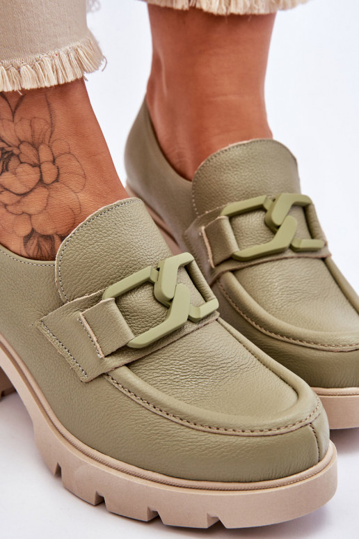 Scarpe dallo stile elegante con tacchi con ornamenti in colore verde Harmell