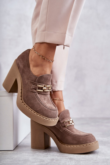 Stivali Jaime in camoscio beige con tacco grosso 2