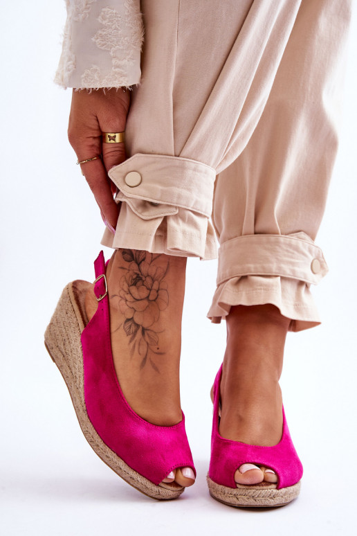 Sandali Elsie con plateau in camoscio rosa