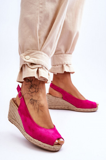 Sandali Elsie con plateau in camoscio rosa 2