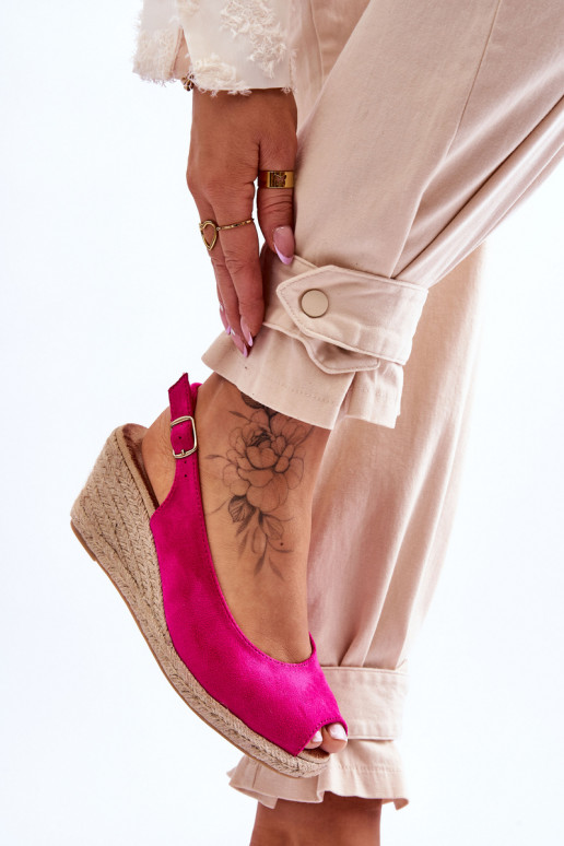 Sandali Elsie con plateau in camoscio rosa