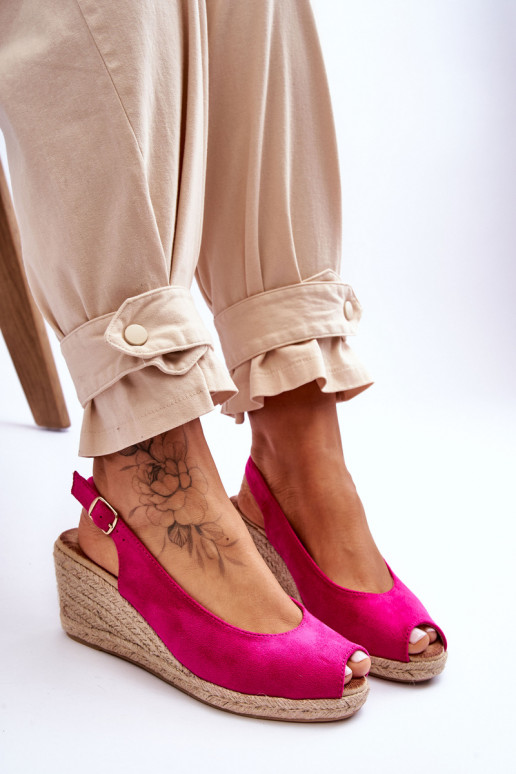 Sandali Elsie con plateau in camoscio rosa