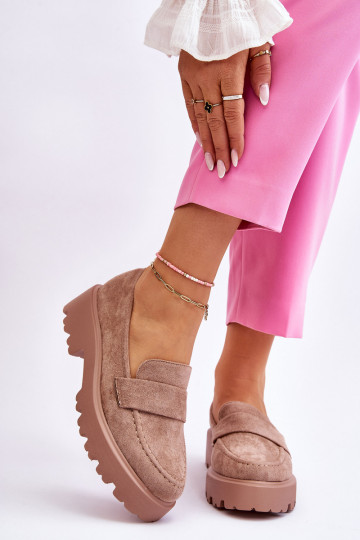 Mocassini in camoscio beige...