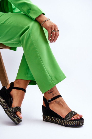 Sandali platform del modello classico, colore nero lmo 2