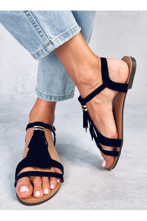 Sandali con frange CORBIN NERO