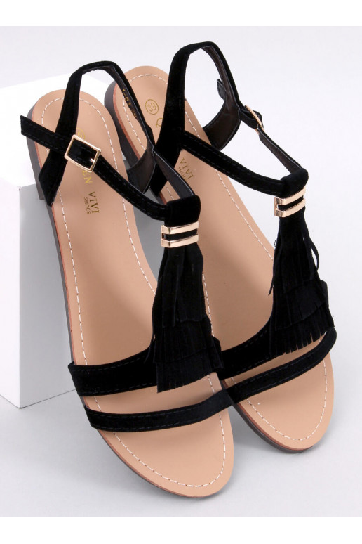 Sandali con frange CORBIN NERO