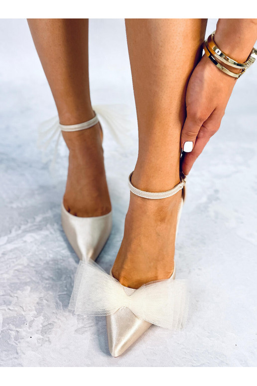 Tacco alto con nastro in tulle SHEENA BEIGE