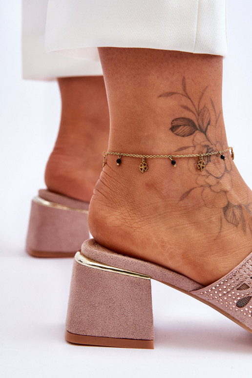 Sandali con tacco in rete beige S.Barski