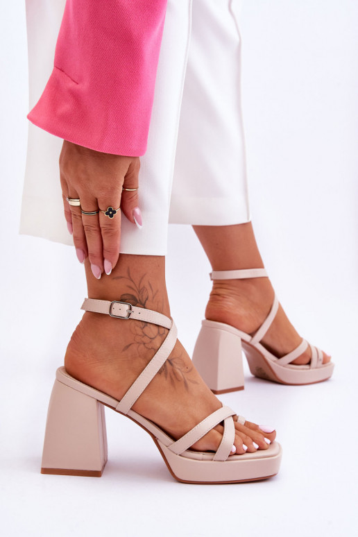 Sandali con tacco beige Secret Rose