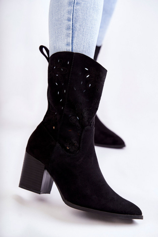 stivali in pelle scamosciata stile cowboy in Ariane nera