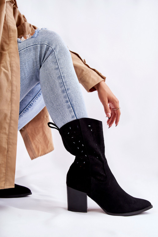 stivali in pelle scamosciata stile cowboy in Ariane nera