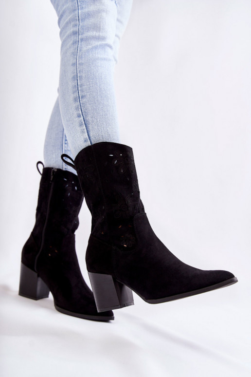 stivali in pelle scamosciata stile cowboy in Ariane nera