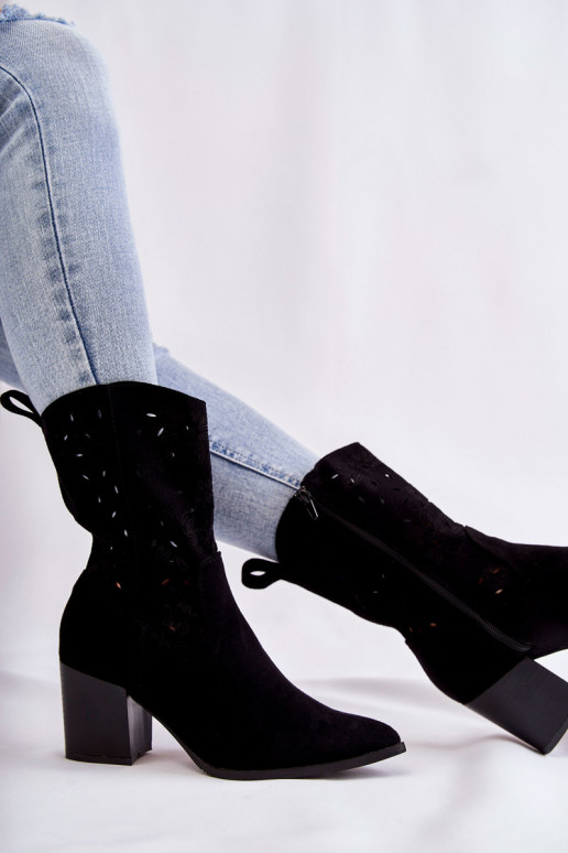 stivali in pelle scamosciata stile cowboy in Ariane nera
