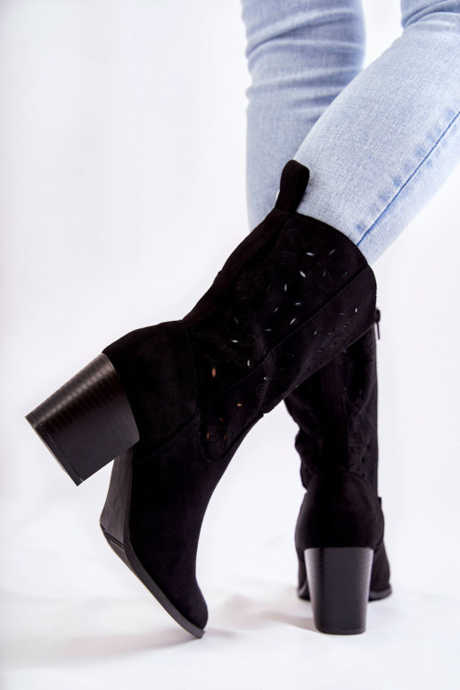 stivali in pelle scamosciata stile cowboy in Ariane nera