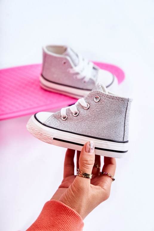 Sneakers Catrina in pelle color argento
