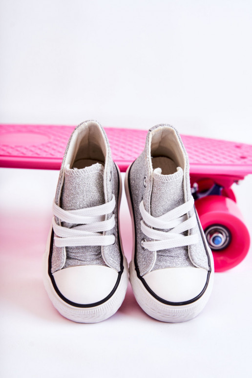 Sneakers Catrina in pelle color argento