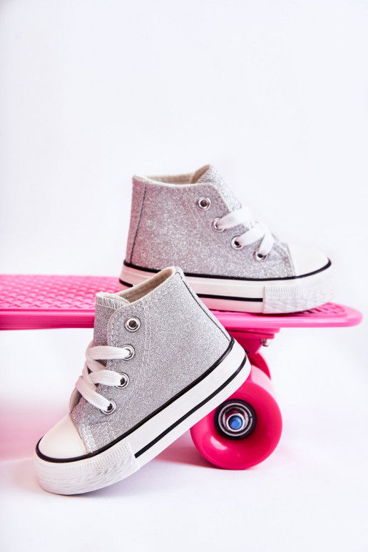 Sneakers Catrina in pelle color argento