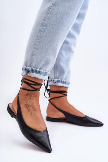Ballerine con nastri in nero Lilly Ann