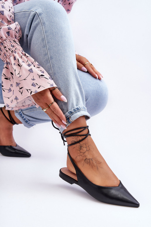 Ballerine con nastri in nero Lilly Ann