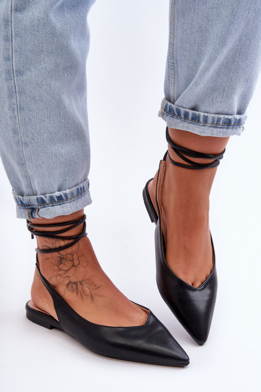 Ballerine con nastri in nero Lilly Ann