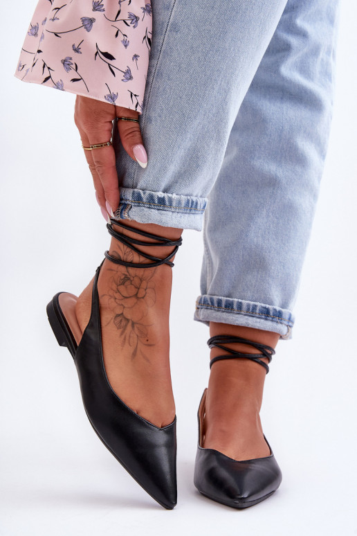 Ballerine con nastri in nero Lilly Ann