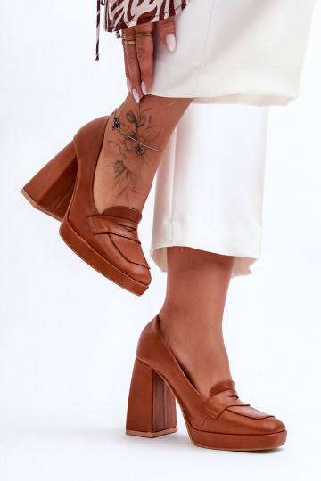 Scarpe eleganti con tacco largo, colore marrone Alisa