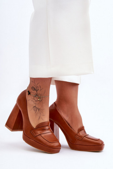 Scarpe eleganti con tacco largo, colore marrone Alisa 2