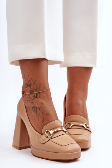 Scarpe eleganti con tacco largo beige Nude Rouse