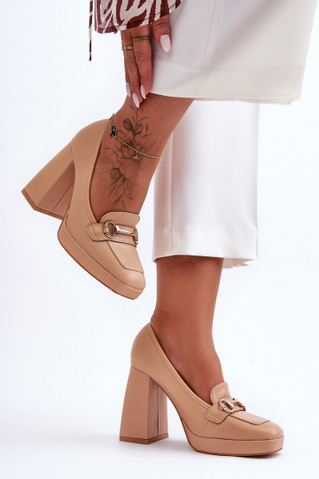 Scarpe eleganti con tacco largo beige Nude Rouse 2