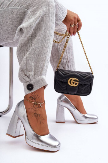 Scarpe con tacco largo in colore argento Rosalia 2