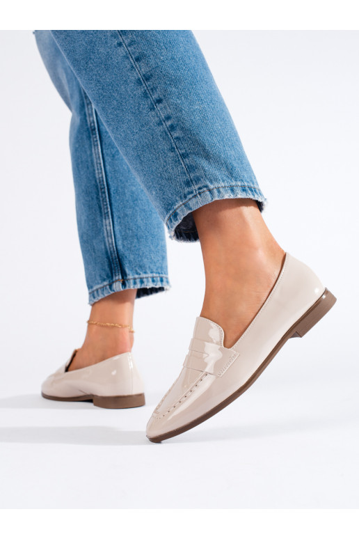 Mocassini da donna laccati beige Shelovet