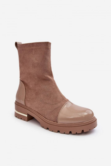 Stivali dal modello classico con tacco largo in colore beige Shendete 2
