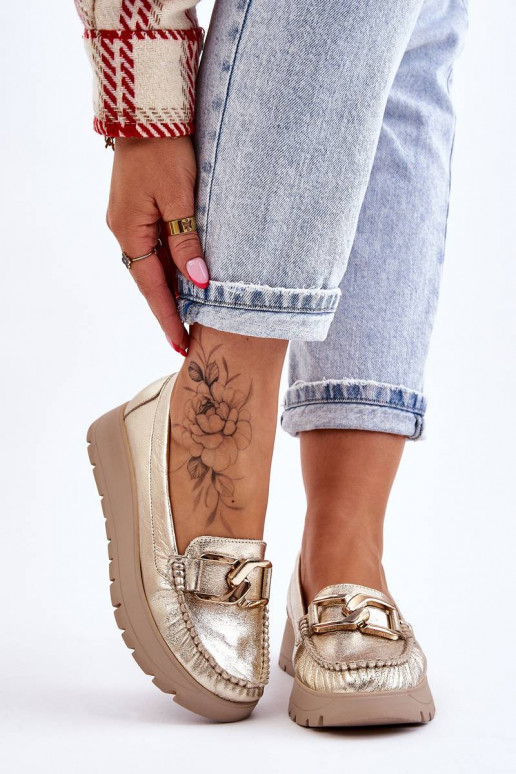 Mocassini con plateau decorati in oro... Mocassini con plateau decorati in oro...