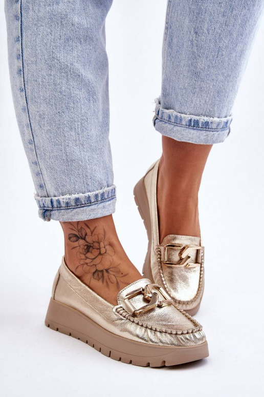 Mocassini con plateau decorati in oro... Mocassini con plateau decorati in oro...