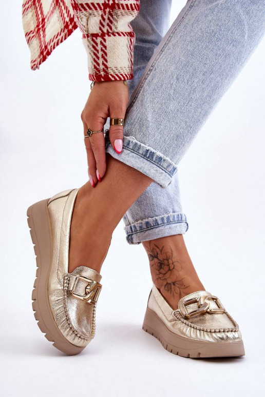 Mocassini con plateau decorati in oro... Mocassini con plateau decorati in oro...