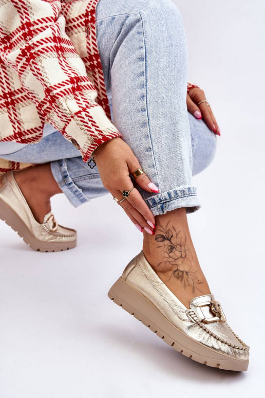 Mocassini con plateau decorati in oro... Mocassini con plateau decorati in oro...