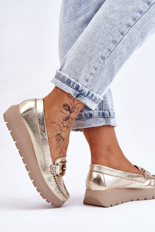 Mocassini con plateau decorati in oro... Mocassini con plateau decorati in oro...