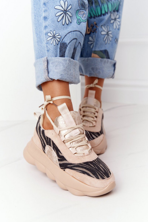 Scarpe in stile sportivo con plateau Lu Boo beige