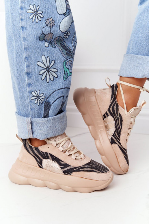 Scarpe in stile sportivo con plateau Lu Boo beige