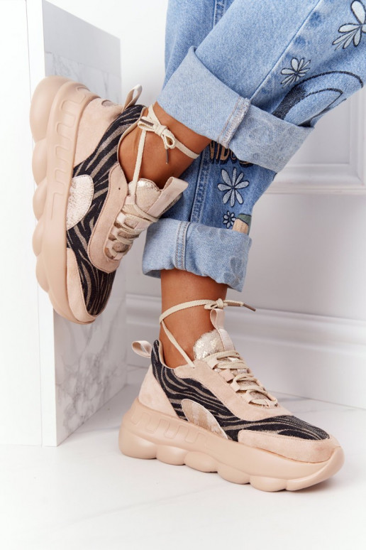 Scarpe in stile sportivo con plateau Lu Boo beige