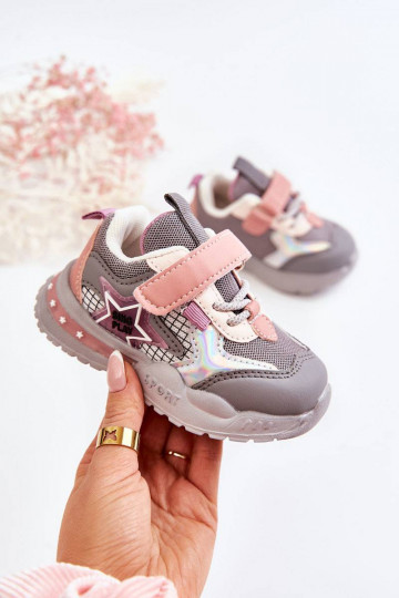 Scarpe sportive leggere per bambini nel colore grigio-rosa Mobby