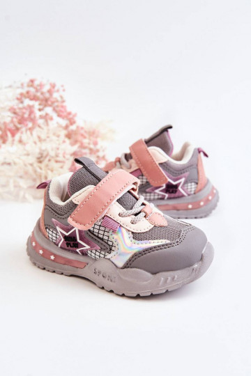 Scarpe sportive leggere per bambini nel colore grigio-rosa Mobby 2