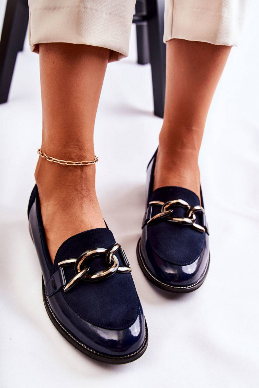 Mocassini modello classico con catene Laura Messi blu scuro