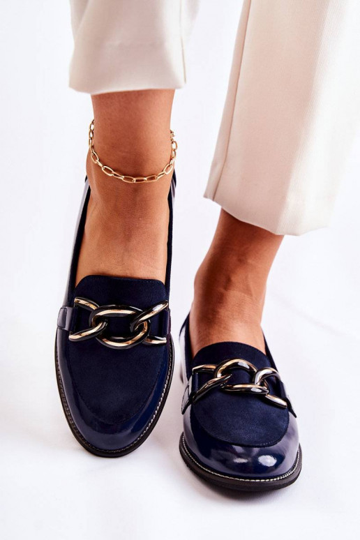 Mocassini modello classico con catene Laura Messi blu scuro