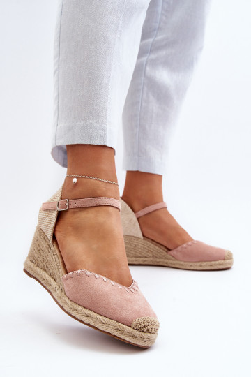 Espadrillas sandalo in camoscio rosa Raylin