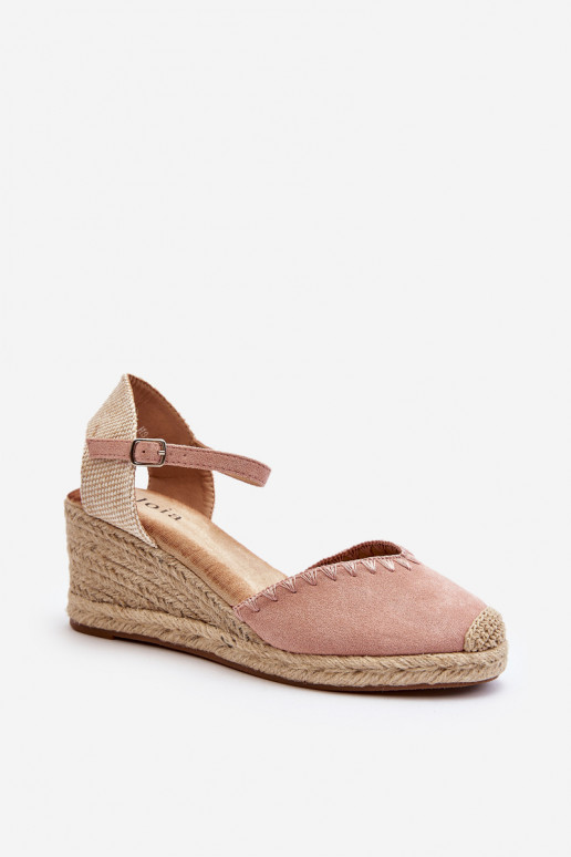 Espadrillas sandalo in camoscio rosa Raylin