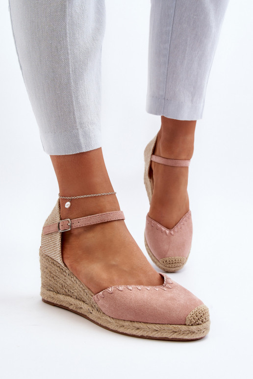 Espadrillas sandalo in camoscio rosa Raylin