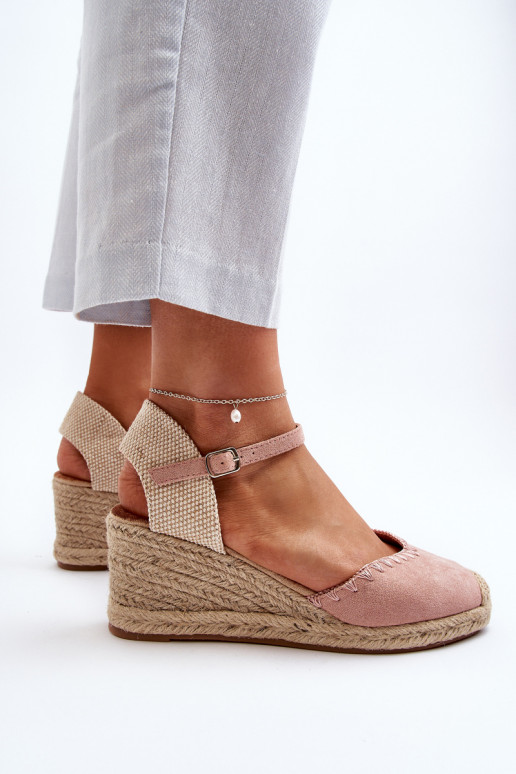 Espadrillas sandalo in camoscio rosa Raylin