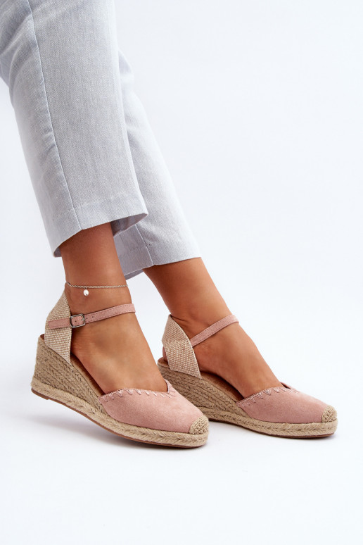 Espadrillas sandalo in camoscio rosa Raylin